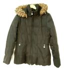 Calvin Klein Women?S Puffy Insulation Jacket Black X-Small Faux Fur Hood  [C04]