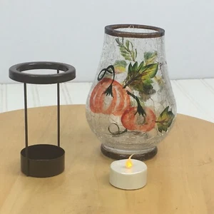 Yankee Candle? Crackle Glass Fall Drop In Tealight Candle Holder Harvest Season - Picture 1 of 7