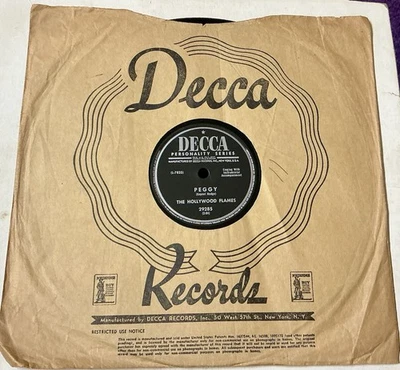 The Hollywood Flames 1954 DOO WOP 78 Peggy / Oooh-La La DECCA VG+++/Mint- HEAR - Image 1 of 3
