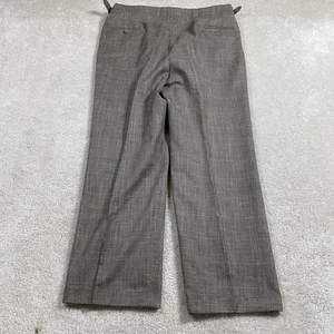 Vintage Berle Anzughose Herren 36 x 29 braun grau Glen Plaid plissierte Seitenlaschen Retro - Bild 1 von 11