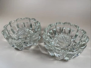 Princess House Heavy Lead Crystal Reversible 3 Way Glass Candle Holder Set of 2 - Picture 1 of 8