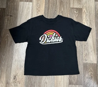 GIRLS BLACK DICKIES IN WHITE SS SHIRT WITH RAINBOW SIZE M MEDIUM JUNIORS CUTE - Image 1 of 3