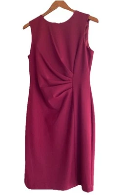 Tahari Sheath Dress Womens Size 8 Burgundy Wine Sleeveless Ruched Career Office - Image 1 of 4