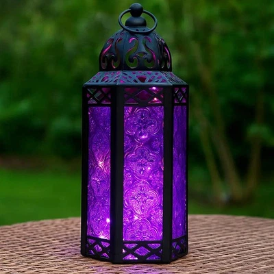 10.5" Metal Moroccan Decorative LED Fairy Lights Candle Lantern Holders for I... - Image 1 of 4