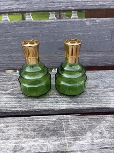 2 LAMPE BERGER GREEN GLASS FRAGRANCE CALALYTIC OIL DIFFUSERS PARIS FRANCE ๐ - Picture 1 of 10