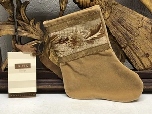 MINI MEDIAS Hechas a Mano de Textiles Antiguos por B-VIZ Dorado con Floral L52 - Imagen 1 de 17