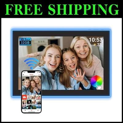 10.1" WiFi Digital Photo Frame 32GB Storage - Image 1 of 4