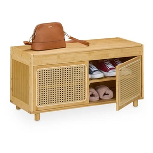 Schuhbank Schuhregal Sitzbank Schuhschrank Garderobenbank Schuhsitzbank Bambus - Bild 1 von 8