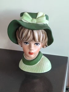 Vintage Napcoware Frauenkopf Übertopf Vase 8 Zoll Porzellan C7495 wie Fotos - Bild 1 von 13