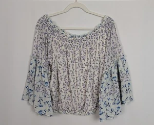 Free People M Rose Valley Off the Shoulder Top Ditsy Floral Print Boho Cottage - Picture 1 of 10