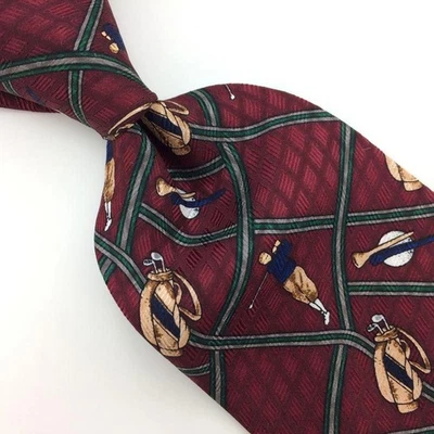 Corbata de seda granate para jugador de club de golf Clay Brooke EE. UU. EN 17-78 nueva Foto 1 de 4