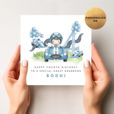 Tarjeta de cumpleaños de coche de carreras - Tarjeta de cumpleaños Speed Racer niño pequeño - Cualquier edad Foto 1 de 3