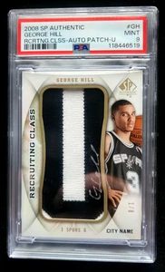 2008-09 SP Authentic City Name George Hill #1/8 Rookie Patch Auto RC PSA 9 POP 1 - Picture 1 of 2
