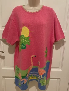 new Vintage  THE QUACKER FACTORY Pullover  Short Sleeve Tunic Sweater, Size XL. - Picture 1 of 8