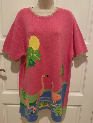 new Vintage  THE QUACKER FACTORY Pullover  Short Sleeve Tunic Sweater, Size XL. - Image 1 of 4