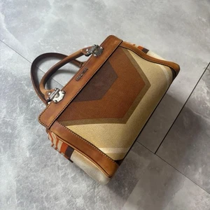 Miu Miu Geometric Pattern Leather Handbag Brown for Women, Made in Japan - Picture 1 of 13