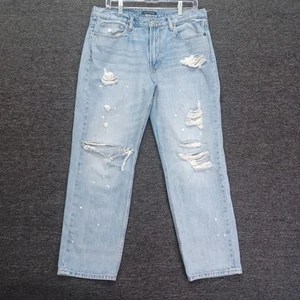 Lucky Brand Jeans Womens 12/31 Blue Boy Mid Rise Relaxed Straight Distressed - Picture 1 of 11