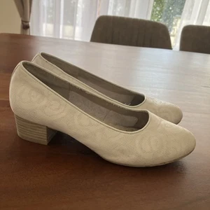 Ballerinas 36 Mädchen Damen Halbschuhe Weiß Leder Mit Absatz - Bild 1 von 7