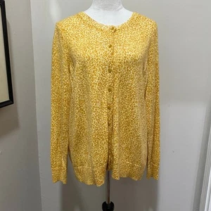 Talbots Animal Print Cardigan Pullover Übergröße 1X gold-weiß Knopfleiste - Bild 1 von 9