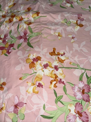 P KAUFMANN Pink Floral Butterfly Soil & Stain Repellent Fabric Over 6 Yards - Image 1 of 4