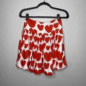 NWT STELLA MCCARTNEY Hearts Viscose Skirt Red White Valentine’s 14 - Picture 1 of 5
