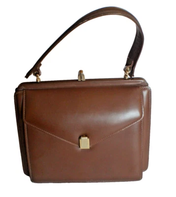 Bolso de Mano Tenchido Vintage Cuero Marrón con Espejo y Monedero Foto 1 de 4