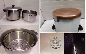 Revere Ware 8 Qt Stockpot Copper Clad Stainless 6 Qt Steamer Insert Colander Lid - Picture 1 of 9