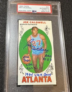 1969 Topps Basketball Joe Caldwell Autographed Inscribed PSA DNA certified - Picture 1 of 2