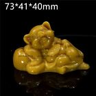 Natural yellow jade A lucky pig statue Car Desktop ornaments Chinese Antiques