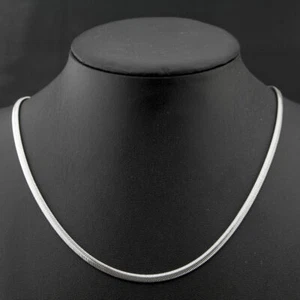 Real 18K White Gold Filled Hypoallergenic 16 inch 4mm Herringbone Chain Necklace - Picture 1 of 2