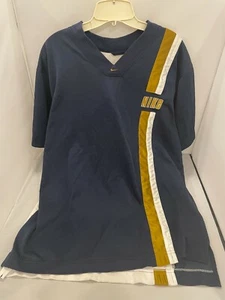 Vintage Bleu Gold & White Nike V-Neck Pullover Short Sleeve Man Large - Picture 1 of 6