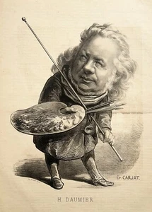 Etienne CARJAT - H. DAUMIER (Portrait-charge de Daumier). 1861. Lithographie - Imagen 1 de 3