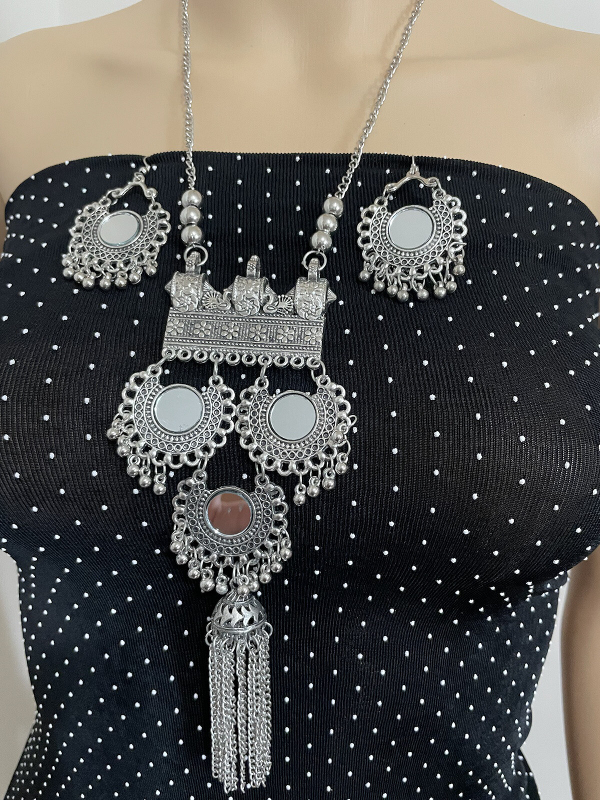 Necklace Earring oxidized boho tribal 