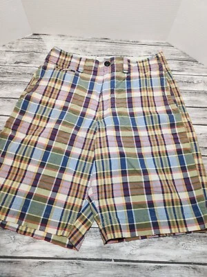 Pantalones Cortos Chinos AMERICAN EAGLE Talla 30 Cuadros Azul Verde 10" Entrepierna Foto 1 de 4