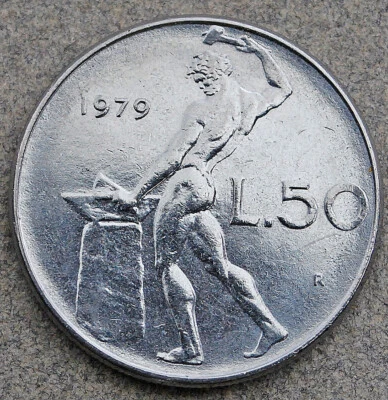 1979 R Italy 50 Lire KM# 95.1 - Not Cleaned - 6.20 grams - Image 1 of 2
