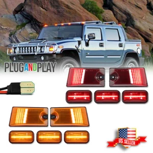 10PCS Amber & Red LED Cab Roof Marker Running Lights For 2003-2009 Hummer H2 SUT - Picture 1 of 12