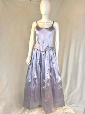 1980-е Gunne Sax серебристо-синий макси платье, маленький - Изображение 1 из 4