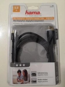 hama MiniDP/DP M/M High Quality Adapterkabel 1,8m 4K UHD 60 Hz Vergoldet Schwarz - Bild 1 von 2