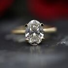 2.50 Carat Oval Cut Moissanite Solitaire Engagement Ring Solid 14K Yellow Gold