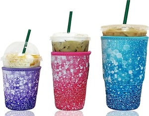 Baxendale Iced Coffee Sleeves for Cold Drink Cups - 3 Pack Reusable Neoprene - Picture 1 of 7