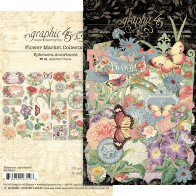 GRÁFICO 45 "MERCADO DE FLORES" VARIEDADE EFÊMERA 40 PEÇAS FLORAL APOSENTADO SCRAPJACK'S - Imagem 1 de 2