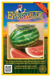 40 Crimson Sweet Watermelon Seeds - Everwilde Farms Mylar Seed Packet - Picture 1 of 3