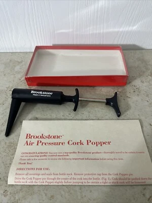 Botella de vino Brookstone hecha en Suiza bomba de aire presión corcho popper en caja Foto 1 de 4