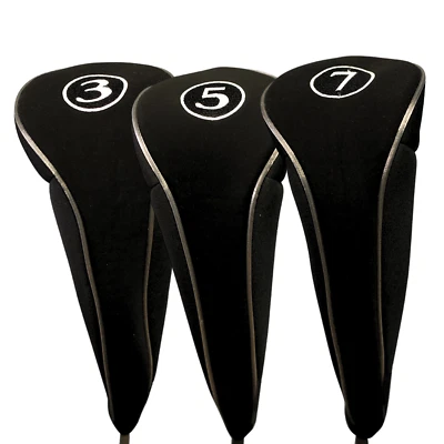 NO LOGO COMPLETE 3 5 7 WOOD SET NEW DRIVER GOLF CLUB HEAD COVERS BLACK HEADCOVER - Image 1 of 4