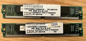 2X IBM 4MB (8 MB TOTAL) SIMM Memory (92G7319) - 5V - 60 ns - Picture 1 of 2