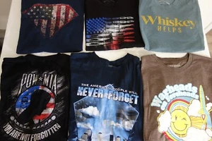 Lot of 6 Mens Grunt Style Large T-Shirts Patriotic + 1 Sweatshirt Hoodie - Picture 1 of 9