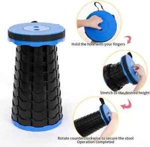 Heavy Duty Portable Telescopic Stool Foldable Camping Hiking Chair - Blue - Picture 1 of 2