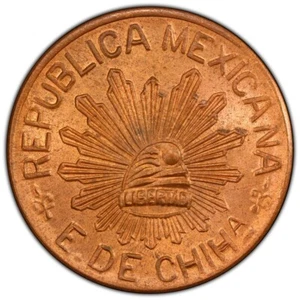 1915 Mexico Chihuahua 5C KM-613 PCGS Certified MS65RB Freshly Graded - Picture 1 of 2