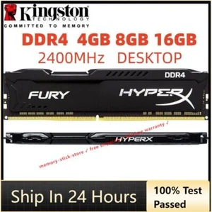 HyperX FURY DDR4 8GB 16GB 2400MHz Desktop RA PC4-19200 Memory DIMM 288pins - Picture 1 of 7