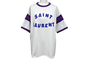 SAINT LAURENT PARIS LOGO T-shirt SHORT SLEEVE color WHITE size EU M 100% cotton - Picture 1 of 8